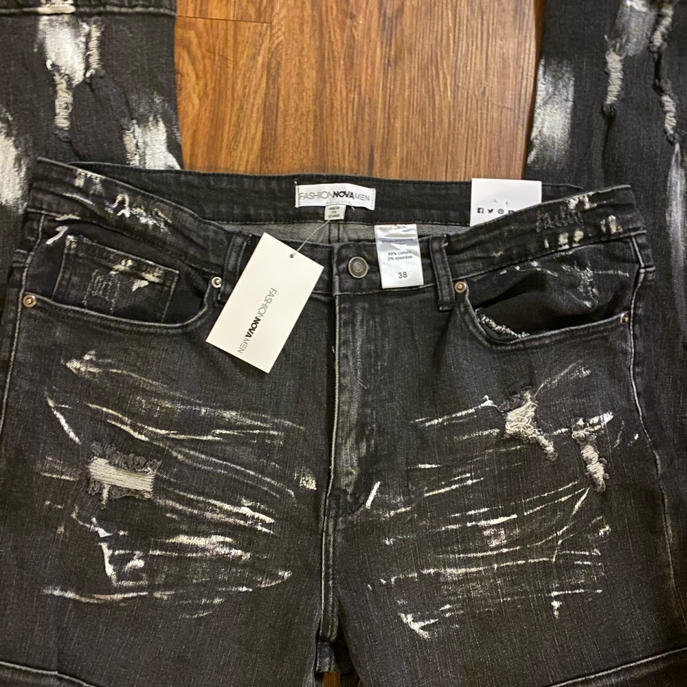 Men’s Fashion Nova Distressed Painted Skinny Jeans Pacsun HM Jordan Rock Vintage